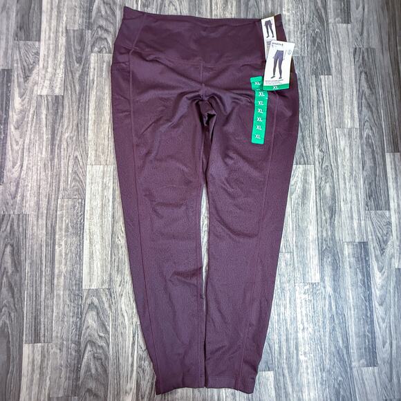 NWT Mondetta Brushed Jacquard Leggings XL Fudge Combo High Waist Pockets - Picture 1 of 11